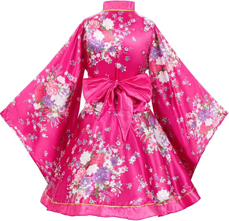 Elibelle Japanese Anime Women's Dance Kimono Robe Fancy Dress Hand Held Silk Folding Fans Tabi Hairstick Socks Set - Image 4