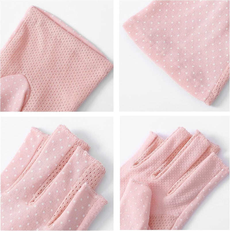 SUNTRADE Women Girls Summer Fingerless Gloves, Non-Slip UV Protection Driving Gloves (Beige) - Image 3