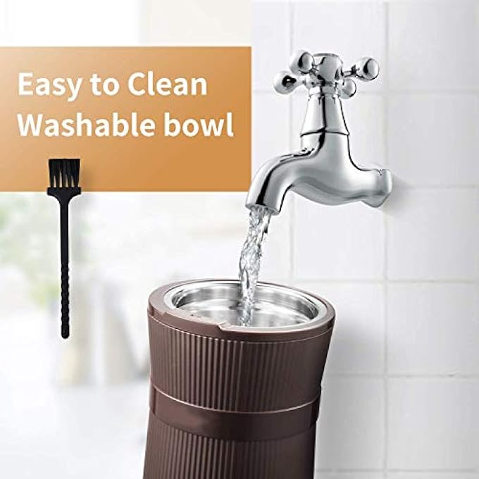 SYOSI Coffee Grinder Washable Bowl Grinder With Stainless Steel Blade Safe And Durable For Seed Bean Nut Herb Pepper Grain Coffee Bean Nuts Coffee Lid Activated Safety Switch - Image 2
