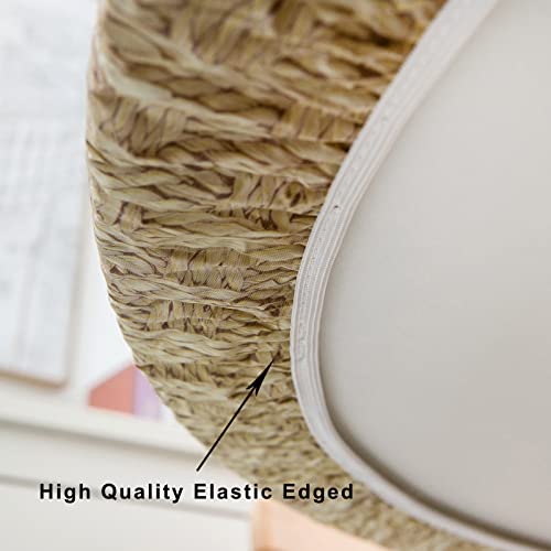 LIBERECOO Round Vinyl Fitted Tablecloth with Flannel Backing Elastic Edge Table Cover Waterproof Stain-Resistant Wipeable Tablcloths Fits 45-56" Round Tables - Image 2