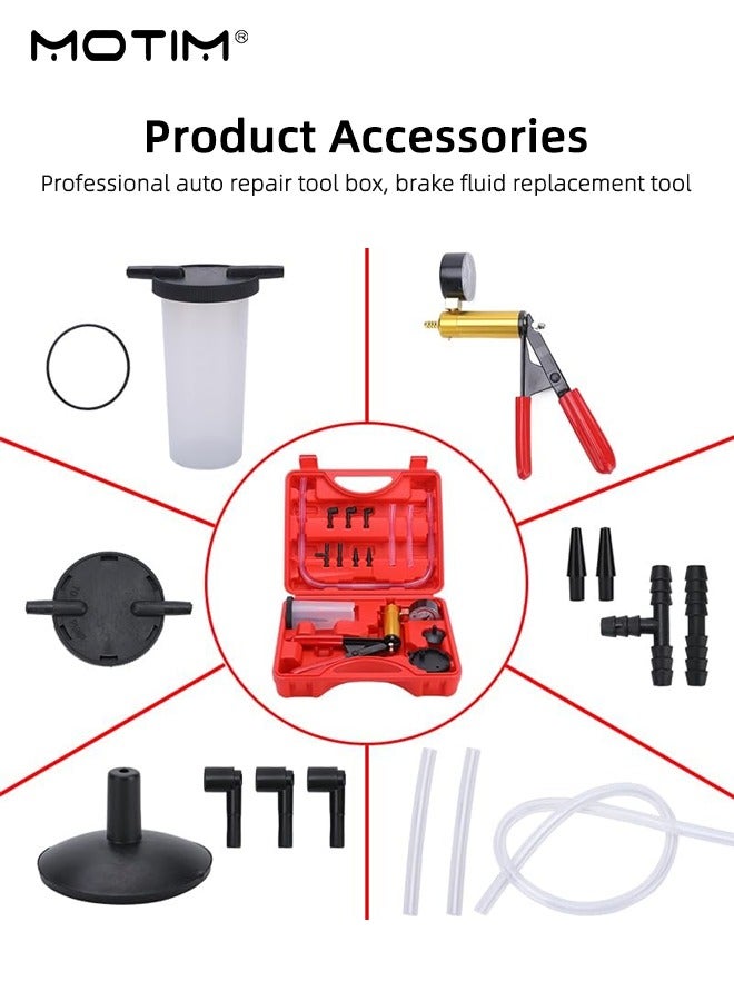 Motim Hand Held Vacuum Pump Tester Brake Bleeding Kit, Brake Fluid Bleeder Tool for Automotive Vehicle Truck and Motorbike Diagnosis, Hand Held Vacuum Pump Tester  - Image 5