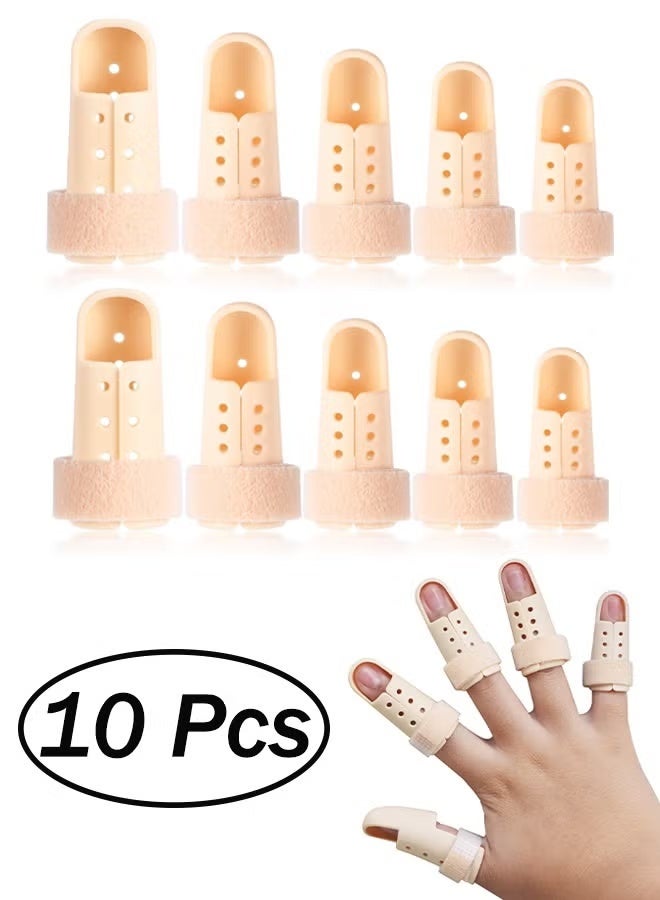JUE-FISH 10-Piece Finger Splint Set Finger Splint Mallet Finger Support Finger Splint Brace Plastic Finger Support Protector for Adjustable Finger Immobilizer for Basketball Finger Joint Protection, 5 Sizes - Image 1