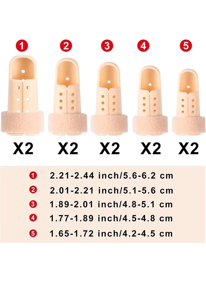 JUE-FISH 10-Piece Finger Splint Set Finger Splint Mallet Finger Support Finger Splint Brace Plastic Finger Support Protector for Adjustable Finger Immobilizer for Basketball Finger Joint Protection, 5 Sizes - Image 2