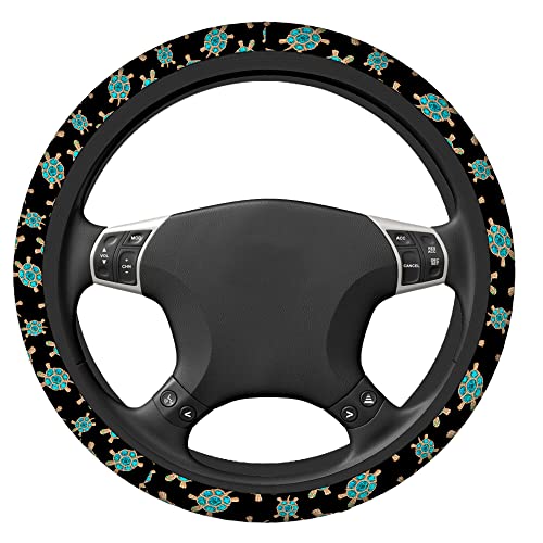 Swono Turtle with Stones Blue Car Neoprene Steering Wheel Cover Jewelry in The Form of A Turtle with Blue 15 Inch Anti-Slip Wheel Wrap Case Protector for SUV Sedan Vans Trucks - Image 2