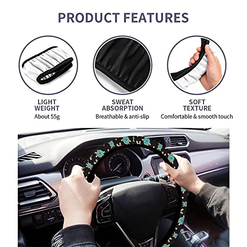 Swono Turtle with Stones Blue Car Neoprene Steering Wheel Cover Jewelry in The Form of A Turtle with Blue 15 Inch Anti-Slip Wheel Wrap Case Protector for SUV Sedan Vans Trucks - Image 4