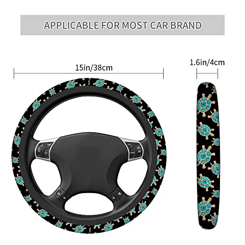 Swono Turtle with Stones Blue Car Neoprene Steering Wheel Cover Jewelry in The Form of A Turtle with Blue 15 Inch Anti-Slip Wheel Wrap Case Protector for SUV Sedan Vans Trucks - Image 3
