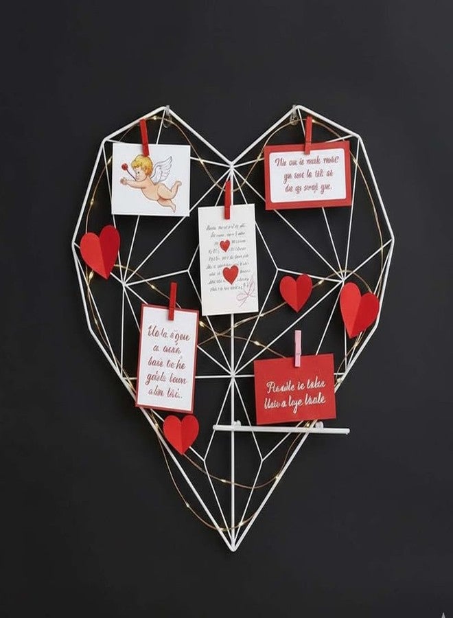 Bianco Valentine’s Day Gift for Girlfriend | Heart Shape Metal Wall Photo Grid with Shelf White | Valentine Day Decoration for Home, Bedroom & Living Room | Romantic Couple Gift Décor for Memories - Image 1