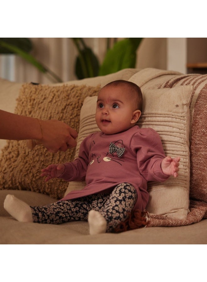 Dirkje girls' sweater dress old pink cat - Image 2