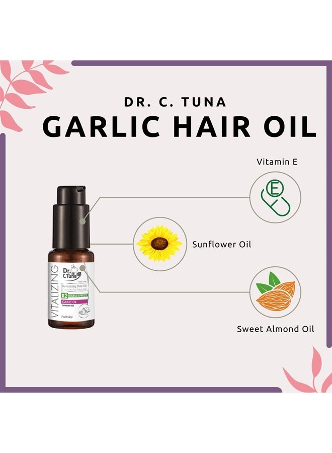 FARMASI Dr. C. Tuna Vitalizing Garlic Oil, Hair Growth Oil for Thicker Longer Fuller Healthier Hair, Prevent Hair Loss & Thinning, All Natural Vitamin Rich Treatment, All Hairy Types, 1 fl.oz (30 ml) - Image 2