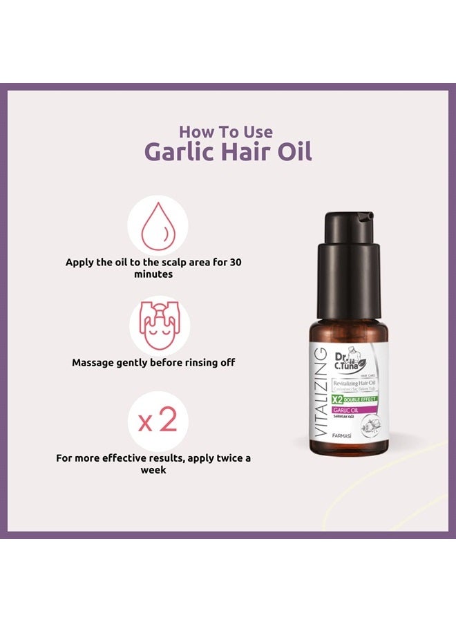 FARMASI Dr. C. Tuna Vitalizing Garlic Oil, Hair Growth Oil for Thicker Longer Fuller Healthier Hair, Prevent Hair Loss & Thinning, All Natural Vitamin Rich Treatment, All Hairy Types, 1 fl.oz (30 ml) - Image 3
