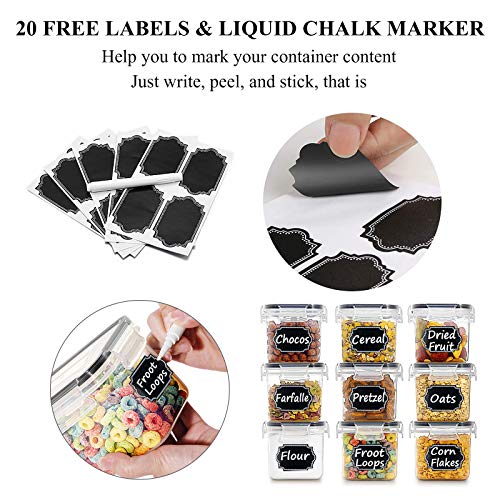 Wildone Cereal & Dry Food Storage Container Set of 16 [0.8L /3.38 Cups] for Sugar, Flour and Baking Supplies, Airtight Leak-proof & BPA Free, with 20 Labels & 1 Marker - Image 5