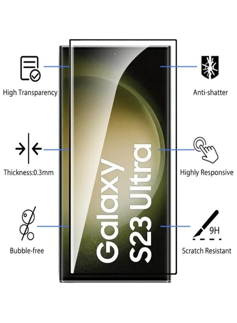 Screen Protector for Samsung Galaxy S23 Ultra Tempered Glass Protector Full Glue Edge to Edge 9H Hardness Anti Fingerprint 3D Curved Scratch Resistance Glass for Samsung Galaxy S23 Ultra - Image 3