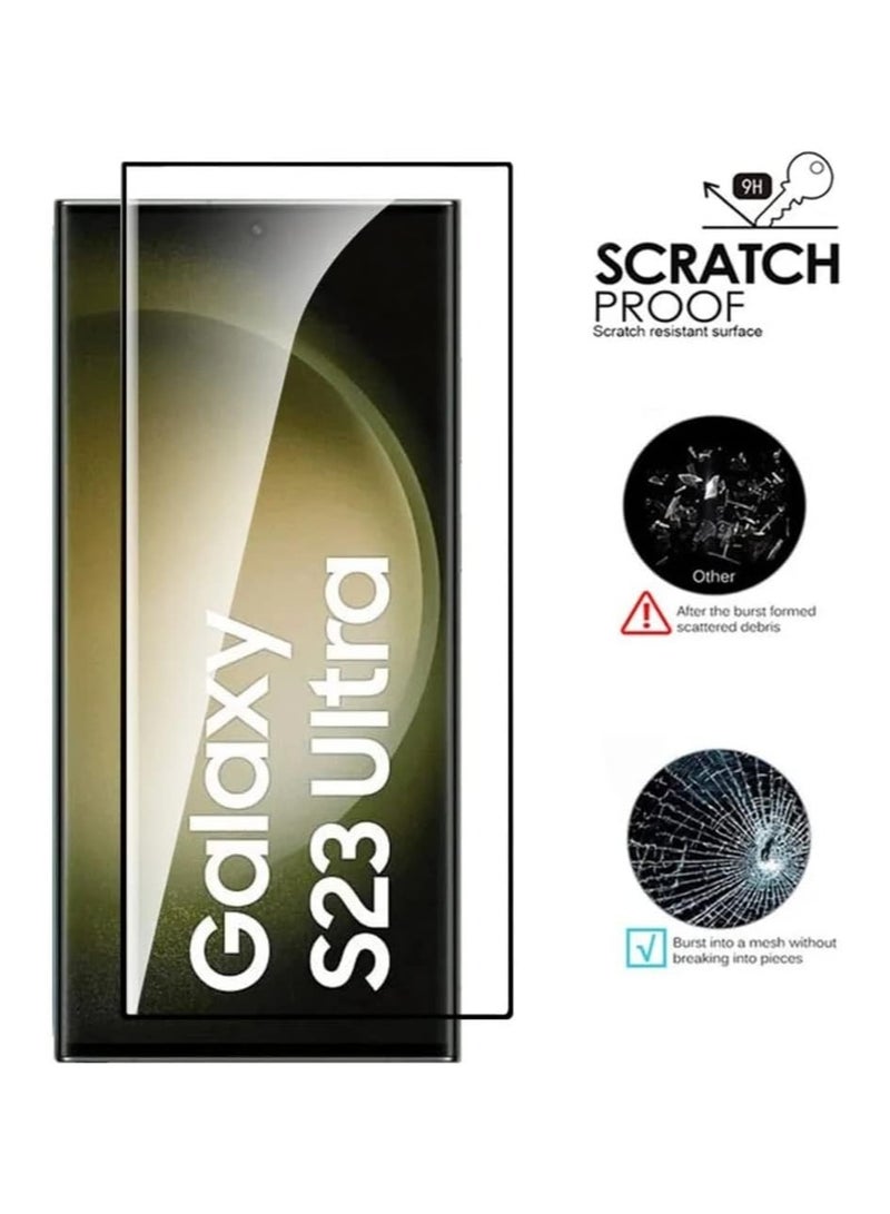 Screen Protector for Samsung Galaxy S23 Ultra Tempered Glass Protector Full Glue Edge to Edge 9H Hardness Anti Fingerprint 3D Curved Scratch Resistance Glass for Samsung Galaxy S23 Ultra - Image 2