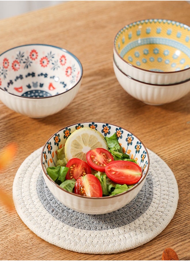wowofa 6-piece bowl Ceramic circular bowl， Bowl for rice, soup, cereal, salad, noodles ，dishwasherSafe ，stackable，4.5 inches 11.3cm*6cm  - Image 5