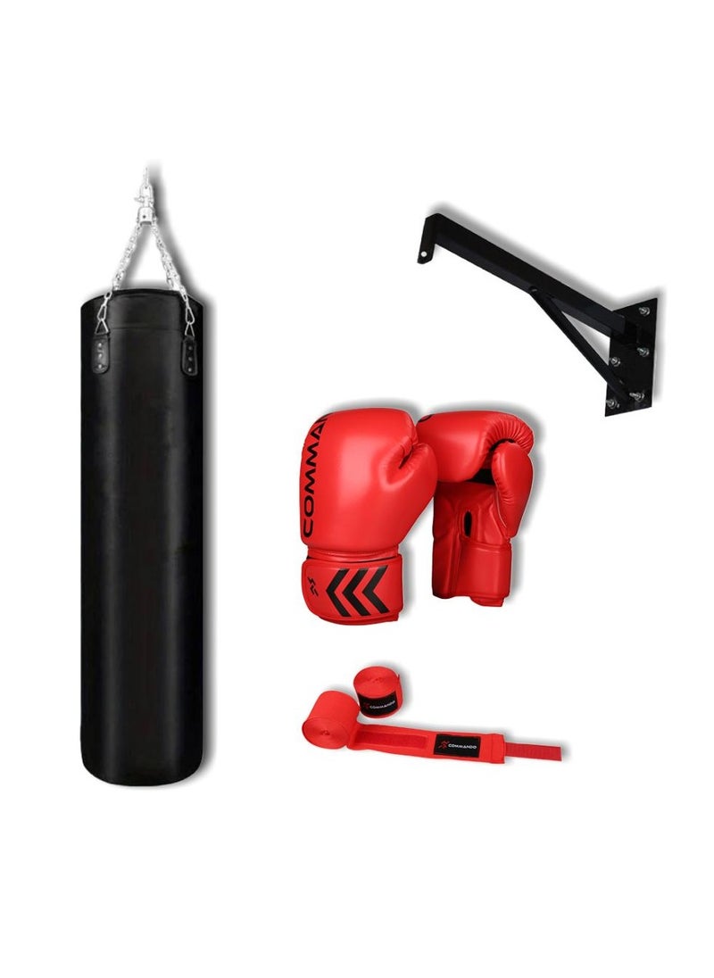 COMMANDO Boxing Set Includes Punching Bag Stand, 20kg Punching bag, Boxing Glove and Wrist Wrap  - Image 1