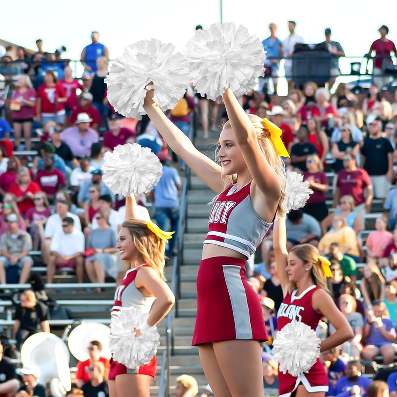 CREATIEE-PRO 4Pcs Metallic Cheerleading Pom Poms, Creatiee 2 Pair Cheerleader Cheering Squad Pompoms for School Sports Dance Games Team Spirit Cheer - Image 4