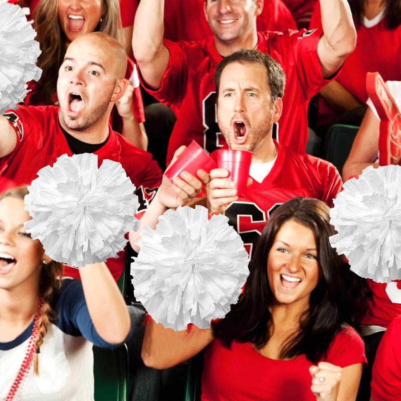 CREATIEE-PRO 4Pcs Metallic Cheerleading Pom Poms, Creatiee 2 Pair Cheerleader Cheering Squad Pompoms for School Sports Dance Games Team Spirit Cheer - Image 3