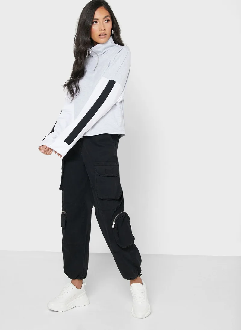 Ginger Contrast Paneled Sleeve Jacket