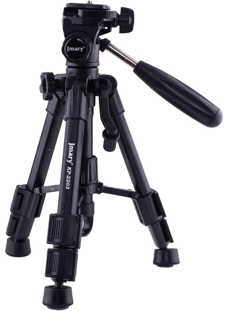 جيه ماري حامل ثلاثي القوائم خفيف الوزن من الألومنيوم KP-2203 بأرجل قابلة للتعديل، وحامل عالمي للهاتف المحمول، وجهاز تحكم عن بعد، وحقيبة حمل، متوافق مع كاميرات DSLR والهواتف الذكية والكاميرات، باللون الأسود - Image 1