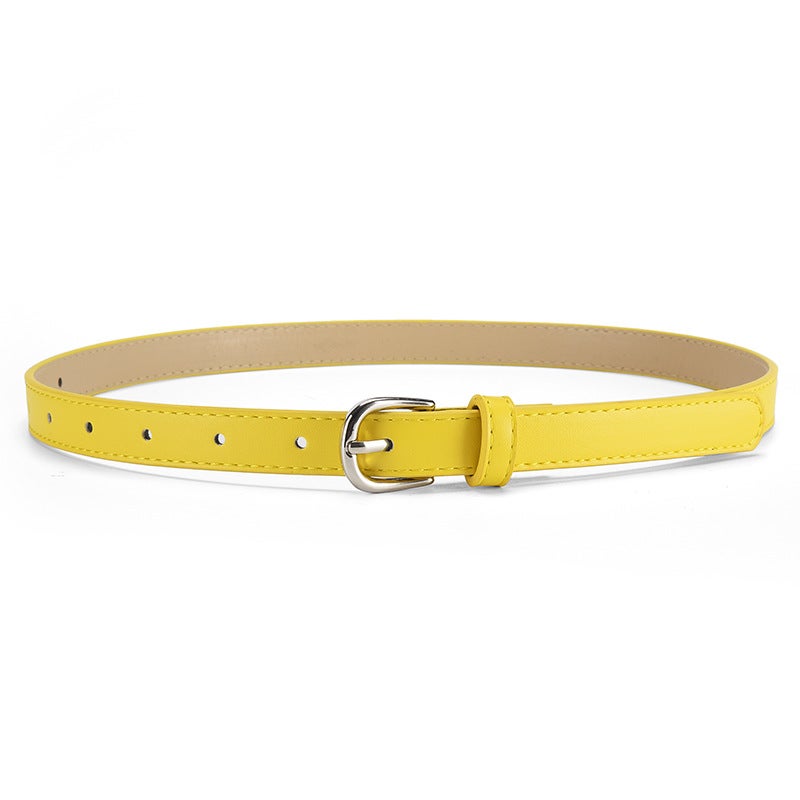 Cross-border new childrens belt fashion Joker commuter style pin buckle with jeans with belt wholesale Yellow - Image 1