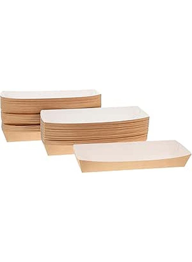 50Pcs Kraft Paper Food Boxes Disposable Snack Trays Hot Dog Holders For Takeout Picnic - Image 1