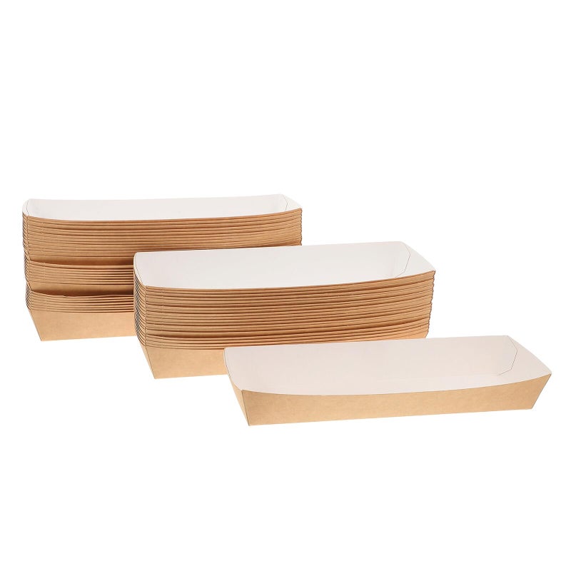 50Pcs Kraft Paper Food Boxes Disposable Snack Trays Hot Dog Holders For Takeout Picnic - Image 2