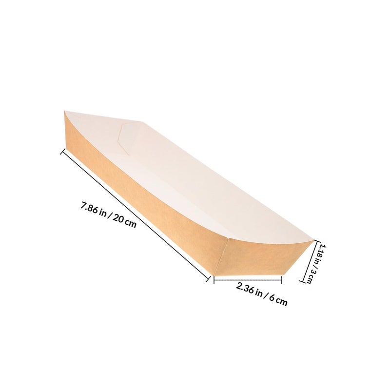 50Pcs Kraft Paper Food Boxes Disposable Snack Trays Hot Dog Holders For Takeout Picnic - Image 3