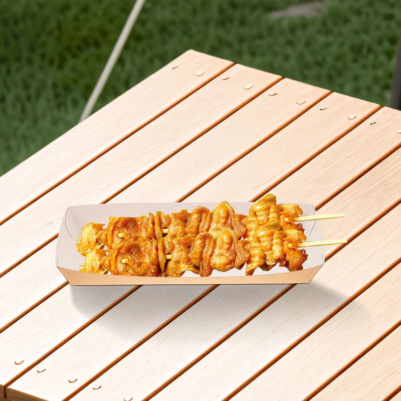 50Pcs Kraft Paper Food Boxes Disposable Snack Trays Hot Dog Holders For Takeout Picnic - Image 5