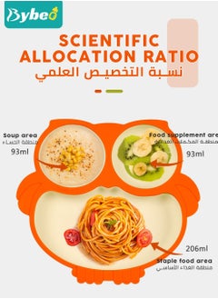 Bybeo 3 PCS Baby Silicone Suction Plate with Spoon and Fork, Adorable Owl Shape Infant Divided Plates, Babies Feeding Set, First Stage Toddler Utensils - Babies Led Weaning Supplies  - Image 2