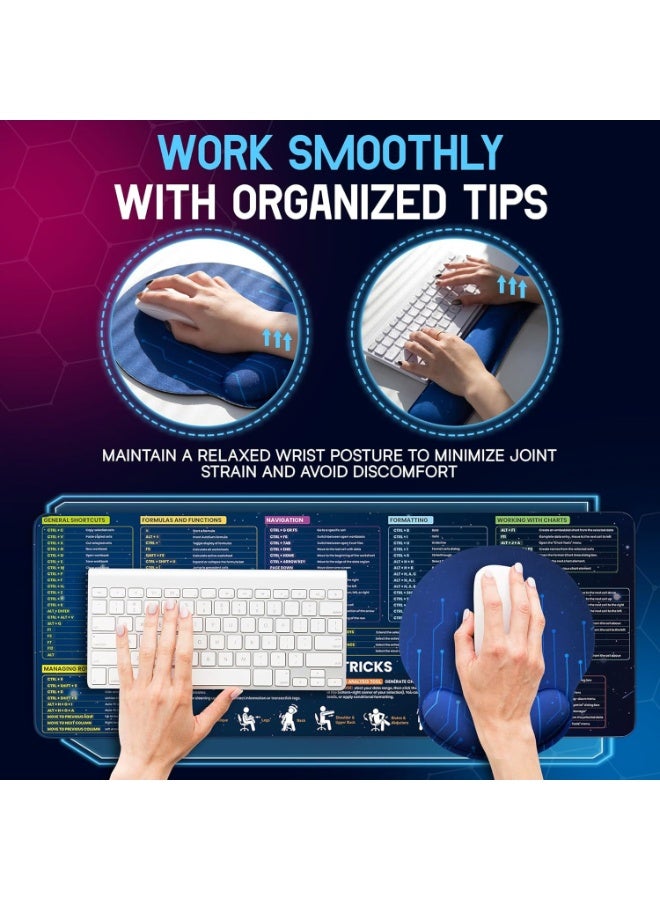 Large Mouse Pad, Office Shortcut Mouse Pad, Extended Computer Mouse Pad/Desk Mat with Stitched Edges for Word/Excel/PPT (800*300*3mm) - Image 5