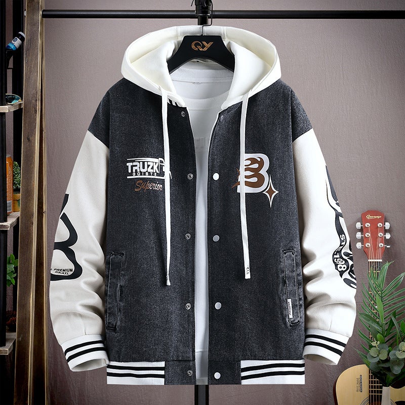 13-Year-Old Youth Denim Jacket For 12-Year-Old Boys, 16-Year-Old Middle And High School Students, Spring Style, Big Children'S Faux Two-Piece Fashion Jacket - Image 3