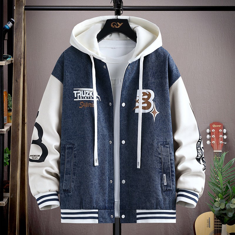 13-Year-Old Youth Denim Jacket For 12-Year-Old Boys, 16-Year-Old Middle And High School Students, Spring Style, Big Children'S Faux Two-Piece Fashion Jacket - Image 2
