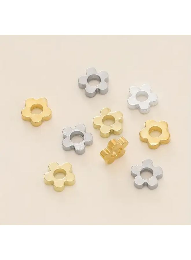 20Pcs 14K Gold Plated Brass Flower Spacer Beads For DIY Bracelet Necklace Jewelry Making - Image 1