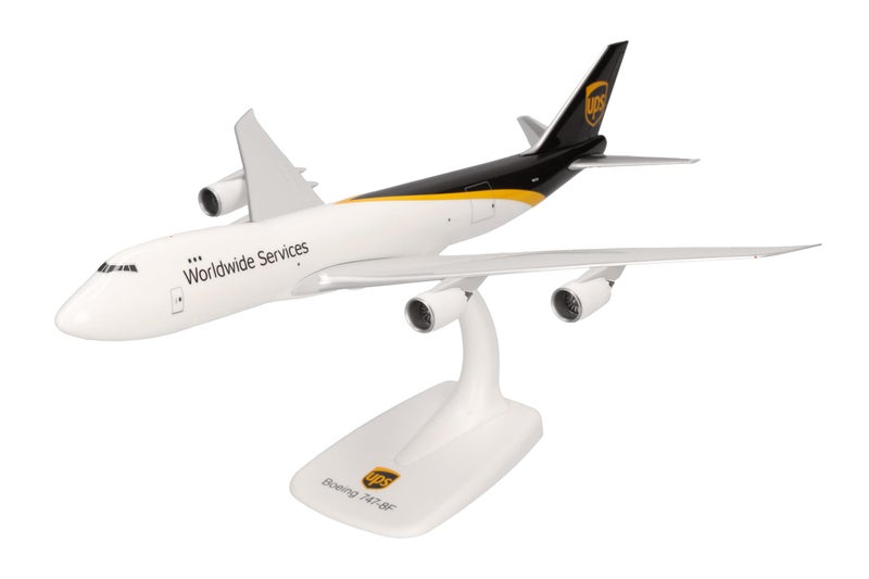 Herpa Snap-fit Airplane Model UPS Boeing 747-8F on Scale of 1:250, Plastic Miniature with pedastal, Model Building, Collectors Edition - Image 1
