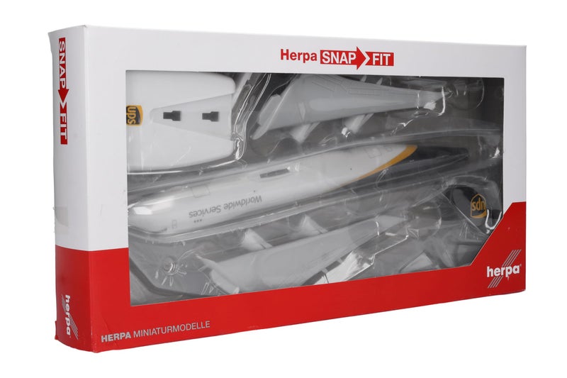 Herpa Snap-fit Airplane Model UPS Boeing 747-8F on Scale of 1:250, Plastic Miniature with pedastal, Model Building, Collectors Edition - Image 5