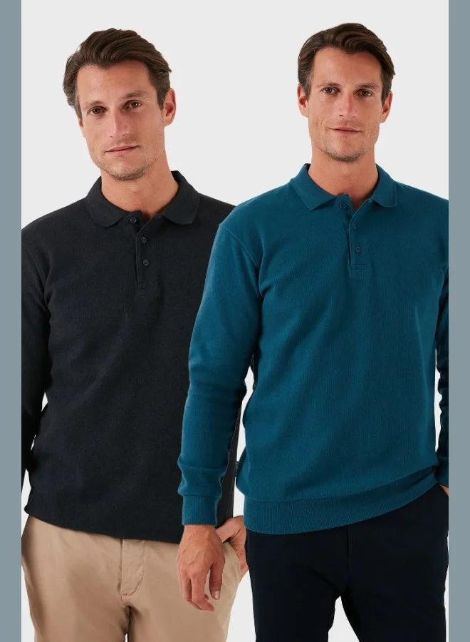 Buratti  Buratti Cotton Blend Regular Fit 2-Pack Polo Shirt Men's POLO COLLAR SWEATER 456223S2 for Men | Best Price UAE
