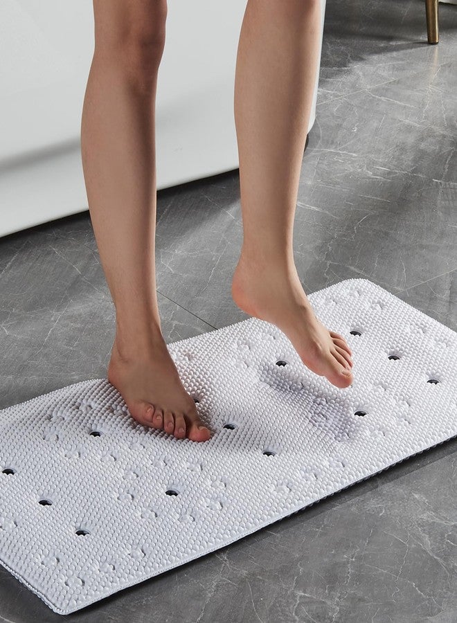 Webos Bathtub Mat Non Slip: Soft Safety Foam Bath Mat for Tub Suitable for Families Extra Large 17 X 36Inch with Drain Holes and Suction Cups Massage Tub & Shower Mat for Bathroom (White) - Image 1