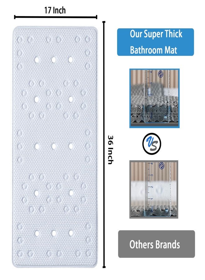 Webos Bathtub Mat Non Slip: Soft Safety Foam Bath Mat for Tub Suitable for Families Extra Large 17 X 36Inch with Drain Holes and Suction Cups Massage Tub & Shower Mat for Bathroom (White) - Image 2