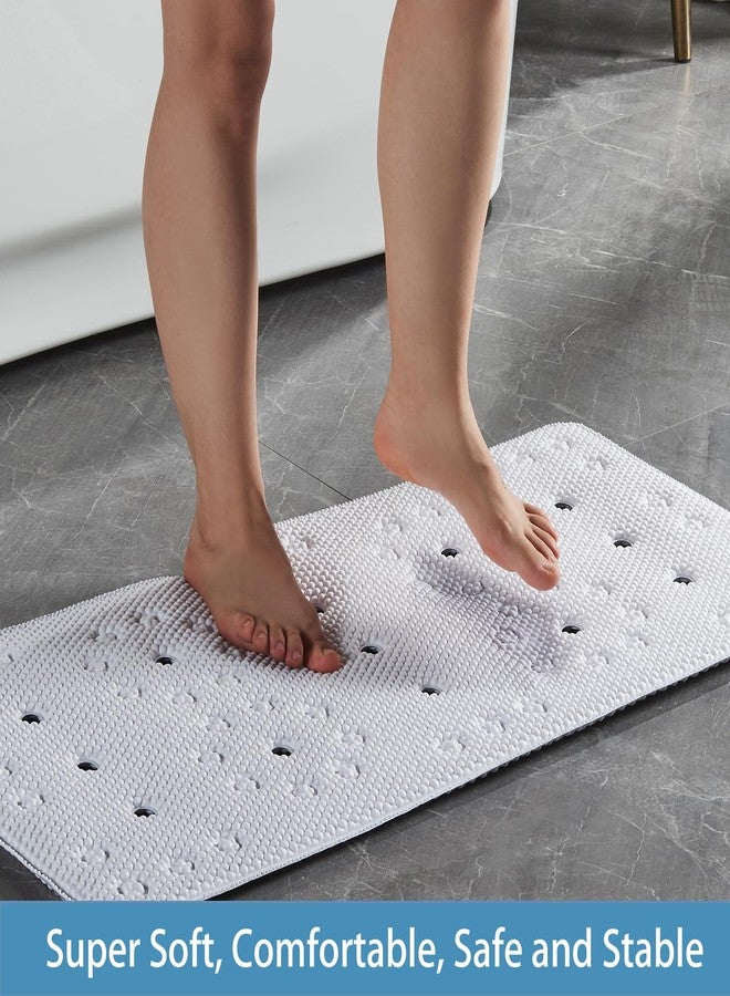 Webos Bathtub Mat Non Slip: Soft Safety Foam Bath Mat for Tub Suitable for Families Extra Large 17 X 36Inch with Drain Holes and Suction Cups Massage Tub & Shower Mat for Bathroom (White) - Image 3