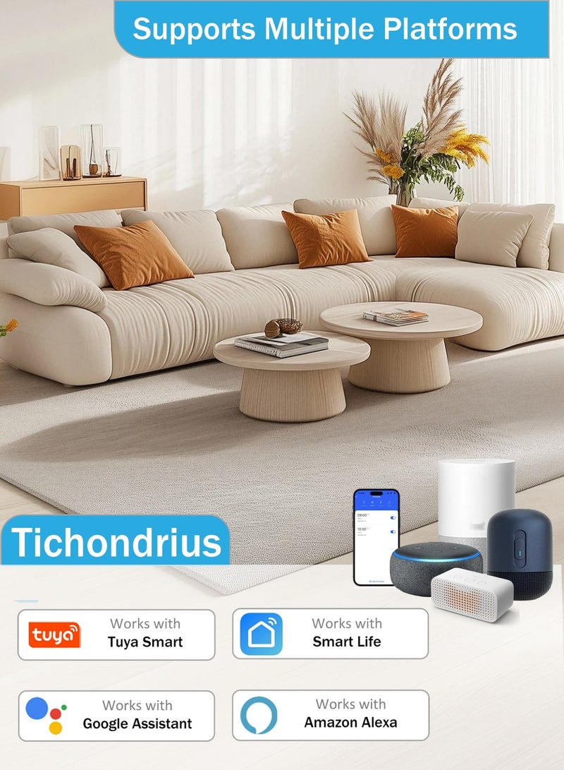 Tichondrius WiFi Smart Wall Light Switch, Compatible with Alexa and Google Home, APP Remote Control, No Neutral Wire Required, No Hub Required, Timing Function, Voice Control (2Gang, White) - Image 4