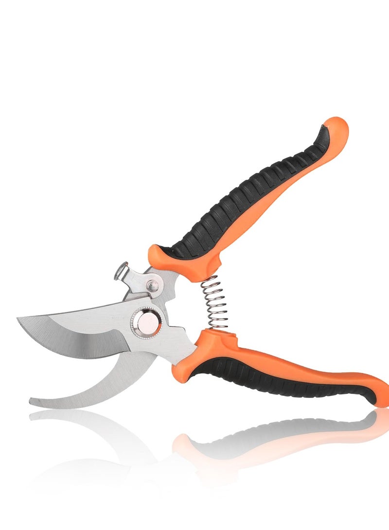 SYOSI Pruning Shears, Curved Blade Gardening Hand Pruner Pruning Shear, Garden Secateurs Stainless Steel, Professional Pruning Scissors with Spring-Loaded Grip Handles, for Plants, Hedges, and Flowers  - Image 1