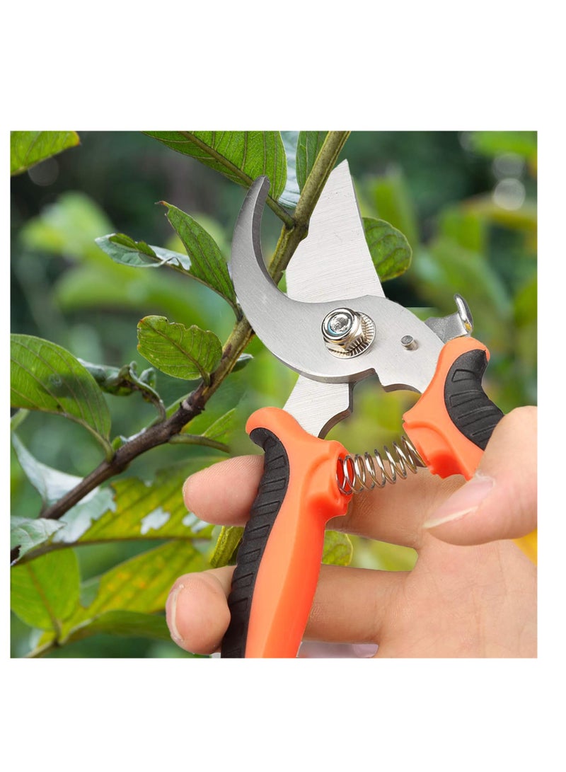 SYOSI Pruning Shears, Curved Blade Gardening Hand Pruner Pruning Shear, Garden Secateurs Stainless Steel, Professional Pruning Scissors with Spring-Loaded Grip Handles, for Plants, Hedges, and Flowers  - Image 2