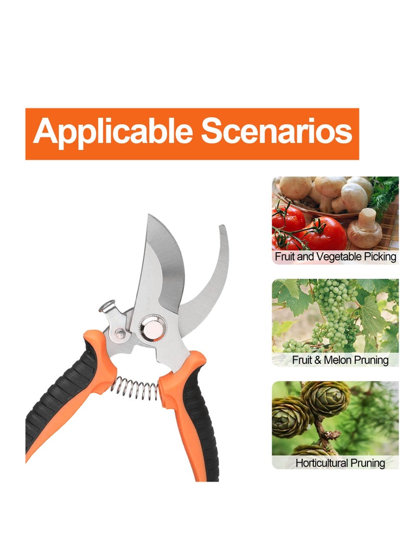 SYOSI Pruning Shears, Curved Blade Gardening Hand Pruner Pruning Shear, Garden Secateurs Stainless Steel, Professional Pruning Scissors with Spring-Loaded Grip Handles, for Plants, Hedges, and Flowers  - Image 5
