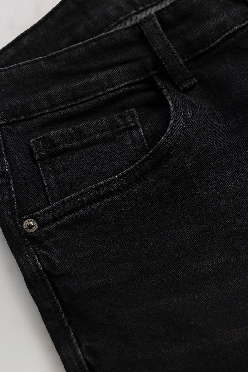 SNITCH Black RetroRipple Jet Black Bootcut Jeans for Men | Best Price UAE