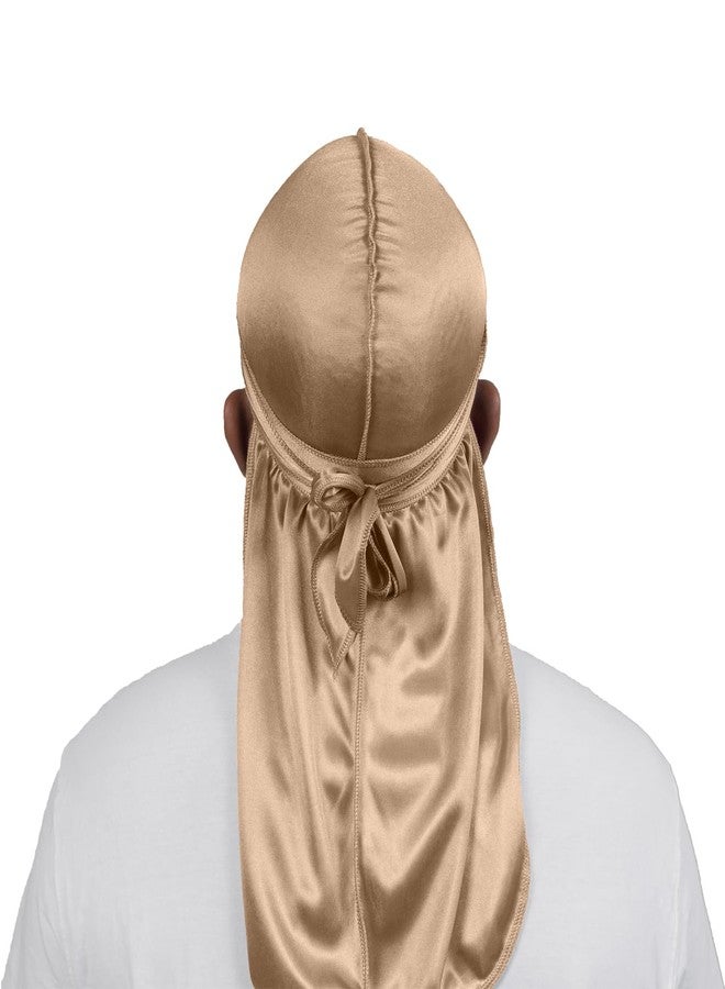 ForceWave Silky Durag for Men Wave Cap Satin Dorag for Men Women 360 Wave (Champagne) - Image 2