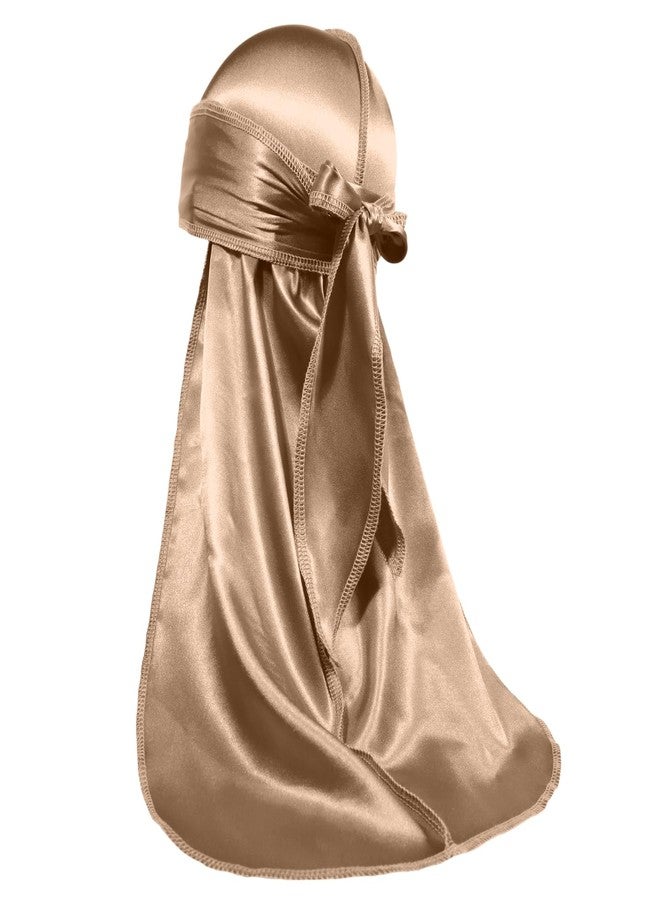 ForceWave Silky Durag for Men Wave Cap Satin Dorag for Men Women 360 Wave (Champagne) - Image 4