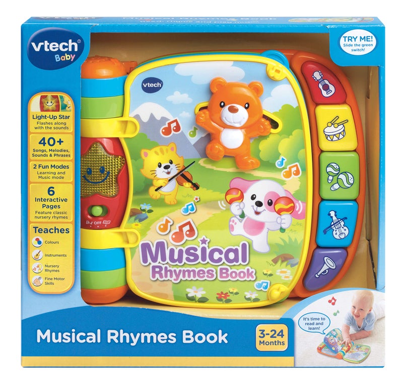 VTech Baby Musical Rhymes Book, Nursery Rhyme Book with 2 Modes of Play, Baby Sensory Toy with Music, Lights and Sound, Baby Book for Language Skills and Reading, Learning Toy for Ages 3 Months + - Image 3