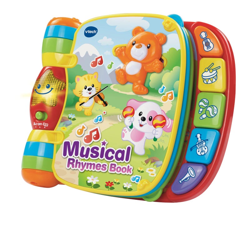 VTech Baby Musical Rhymes Book, Nursery Rhyme Book with 2 Modes of Play, Baby Sensory Toy with Music, Lights and Sound, Baby Book for Language Skills and Reading, Learning Toy for Ages 3 Months + - Image 1