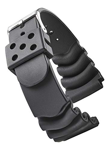 ALPINE INTERNATIONAL ALPINE Premium Black Rubber 22mm Watch Band - Replacement Smart Watch Bands for Women and Men - Waterproof Extra Long Watch Straps for Diverse Watches - Fits Wider Wrists Only 7 1/2 inches - 9 inches - Image 1
