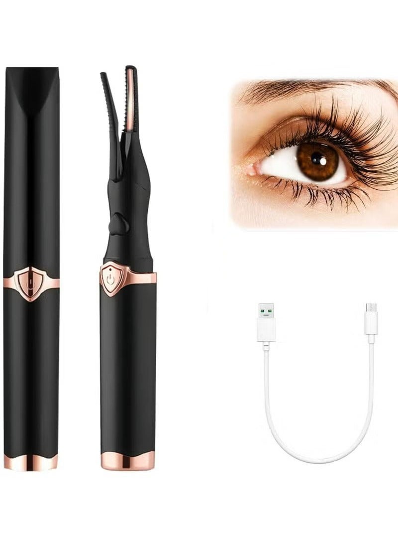 Generic Heated Eyelash Curler, Mini Electric Eyelash Curler, Portable Makeup Electric Eyelash Curling, USB Rechargeable Finalize Eyelash Tool Beauty Tools for Women (Black)  - Image 1